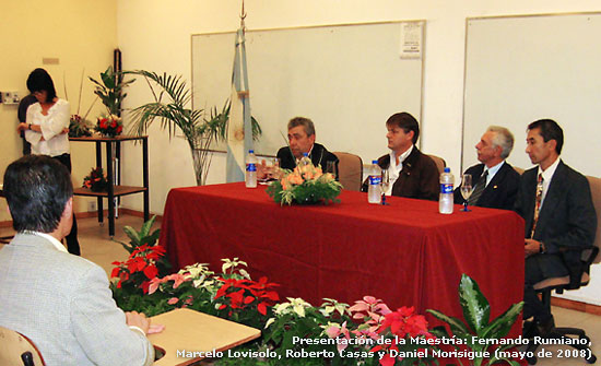 Presentación de la única Maestría en Floricultura de la Argentina: Fernando Rumiano, Marcelo Lovisolo, Roberto Casas y Daniel Morisigue (mayo de 2008)